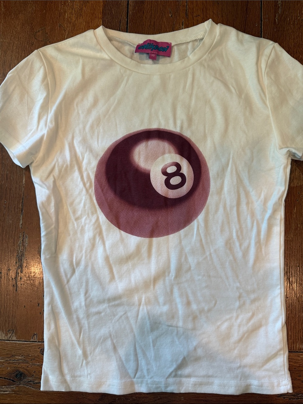 Edikted White Tee with Pink Logo Tag